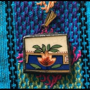 Vintage Antique Ceramic Pendant